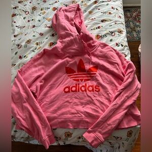 Adidas pink cropped hoodie red velvet trefoil